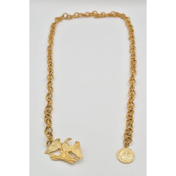 Carolee Vintage Eagle Coin Statement Belt Gold Chain Heavy Chunky 10\